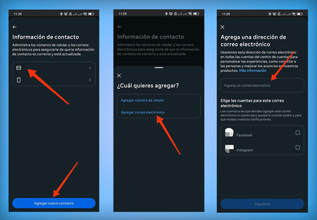Centro De Cuentas Facebook Cambiar Correo