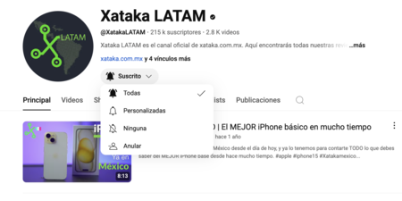 Notificaciones de Youtube