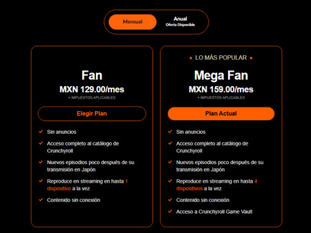 Estos son los planes que tiene Crunchyroll