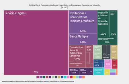 Distribucion De Contadores Auditores Especialistas En Finanzas Y En Economia Por Industrias 2025 T1