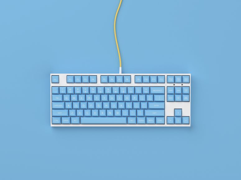 Teclado con botones azules 