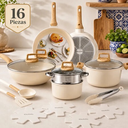 Bateria De Cocina 16 Piezas Juego De Ollas Chefolla