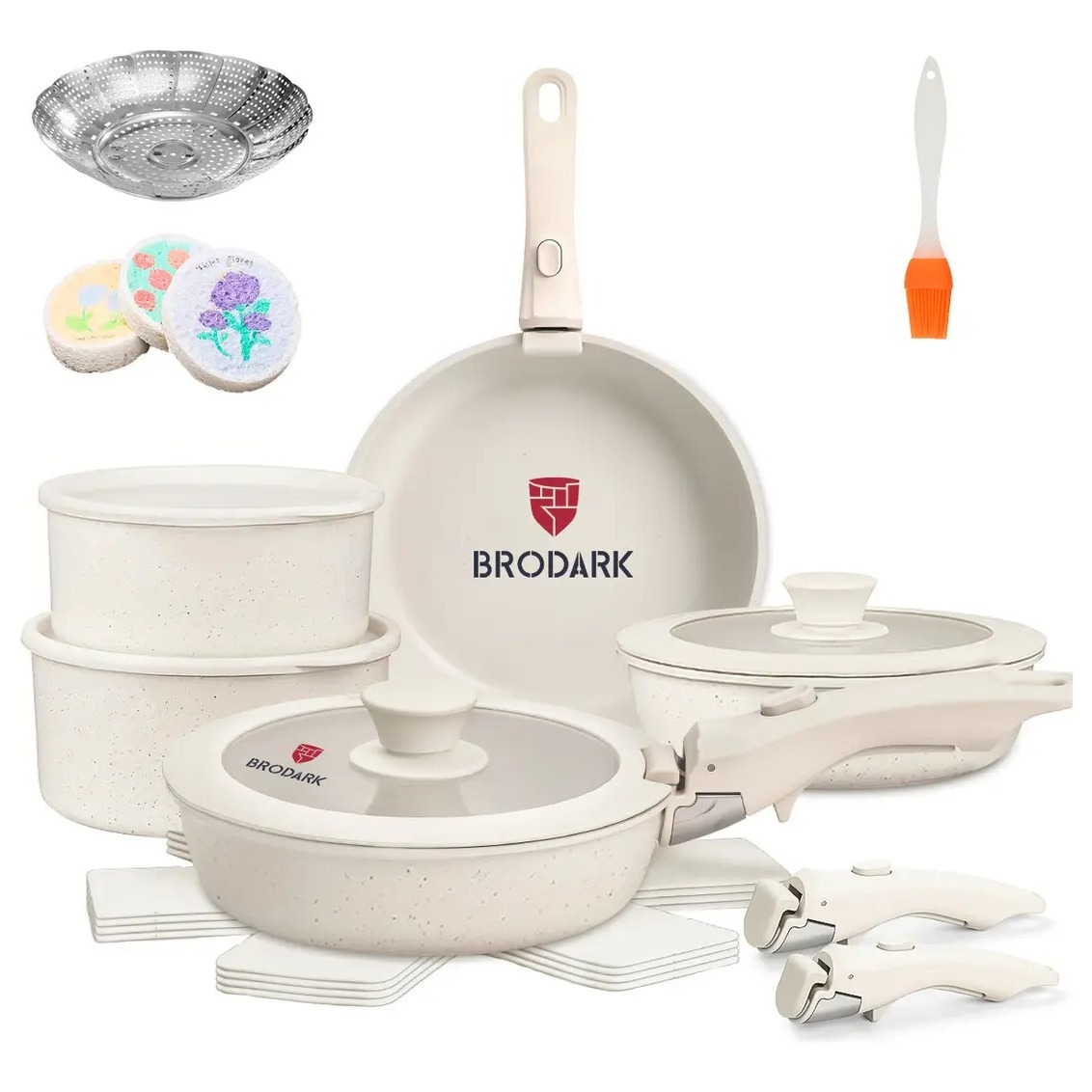 Batería de cocina Brodark de cerámica con 20 piezas