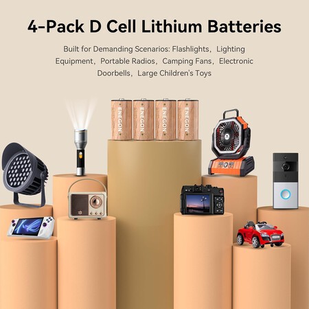 Enegon 4 Pilas D Recargables De Litio Ion Mx