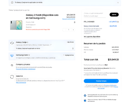 Canje Galaxy Fold8 Mexico
