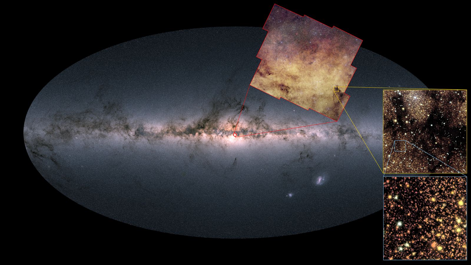 La zona objeto de esta captura. Se muestra en un mapa de todo el cielo de la Vía Lctea.