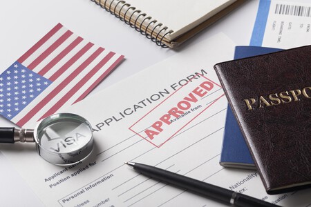 Composicion De La Solicitud De Visa Con Bandera Americana
