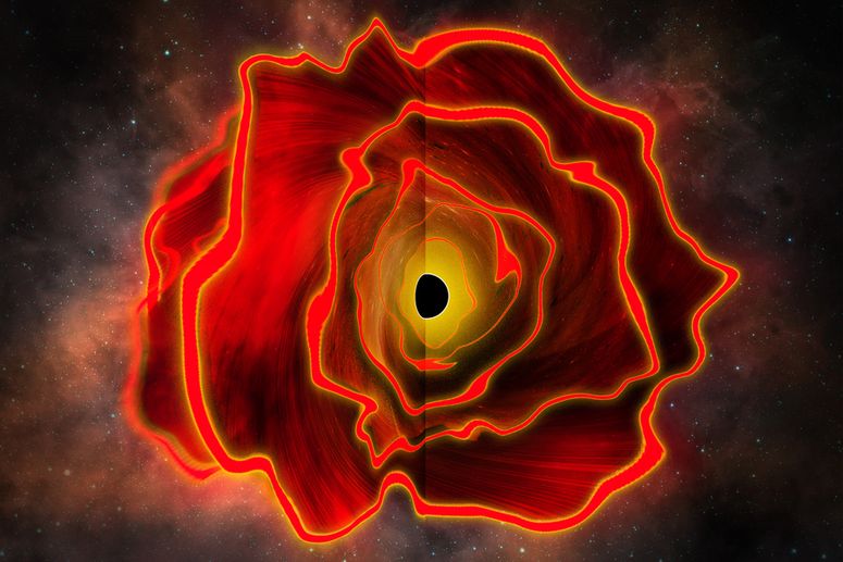 Concepto de una estrella de agujero negro.