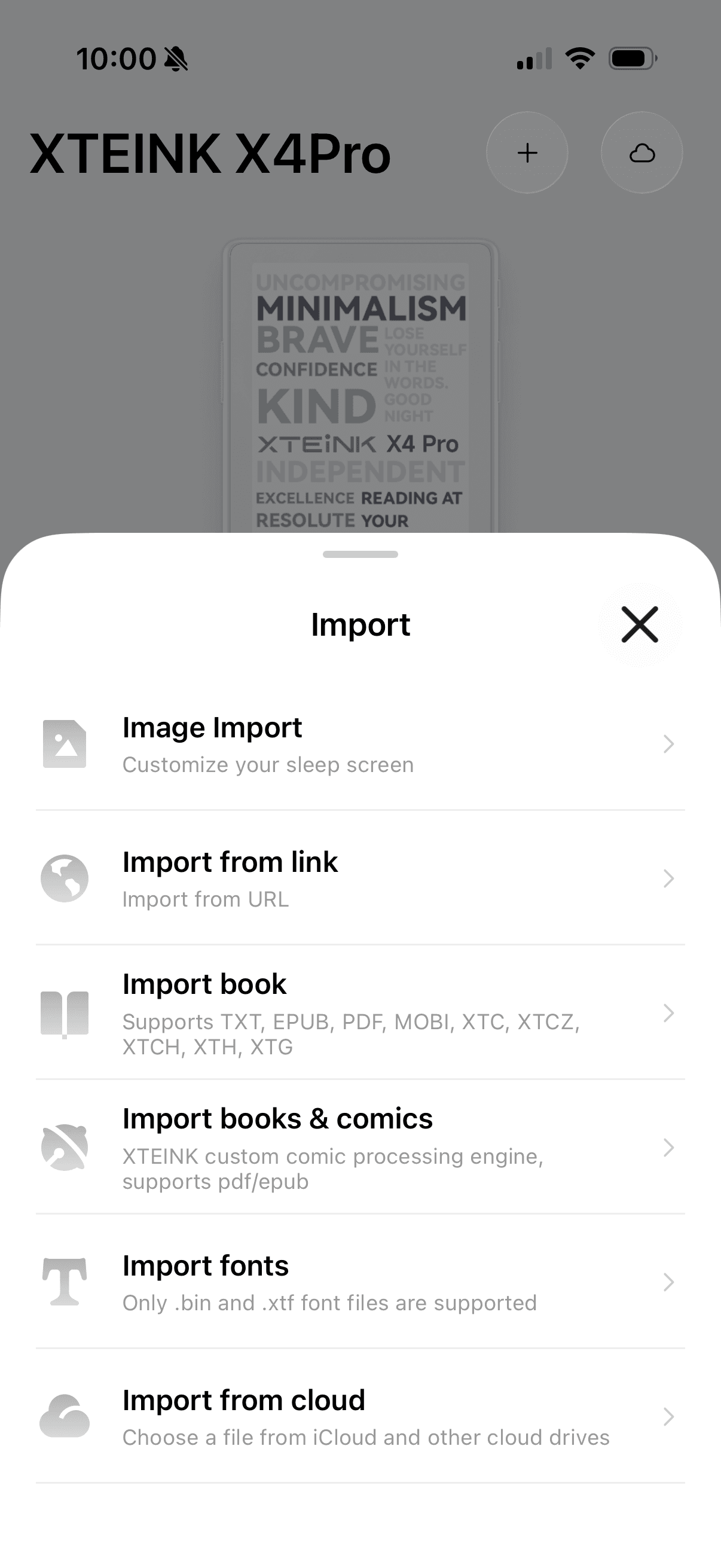 la aplicación Xteink